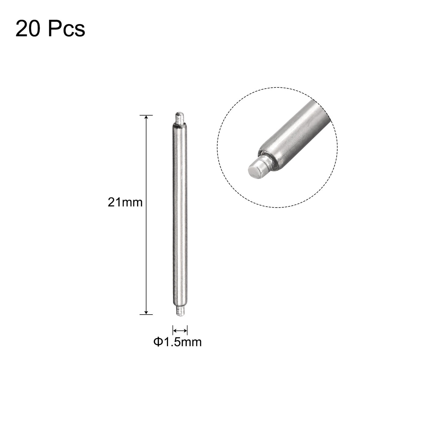 Harfington 20pcs Watch Band Pin 19mm Stainless Steel Spring Bar Pins 1.5mm Dia.