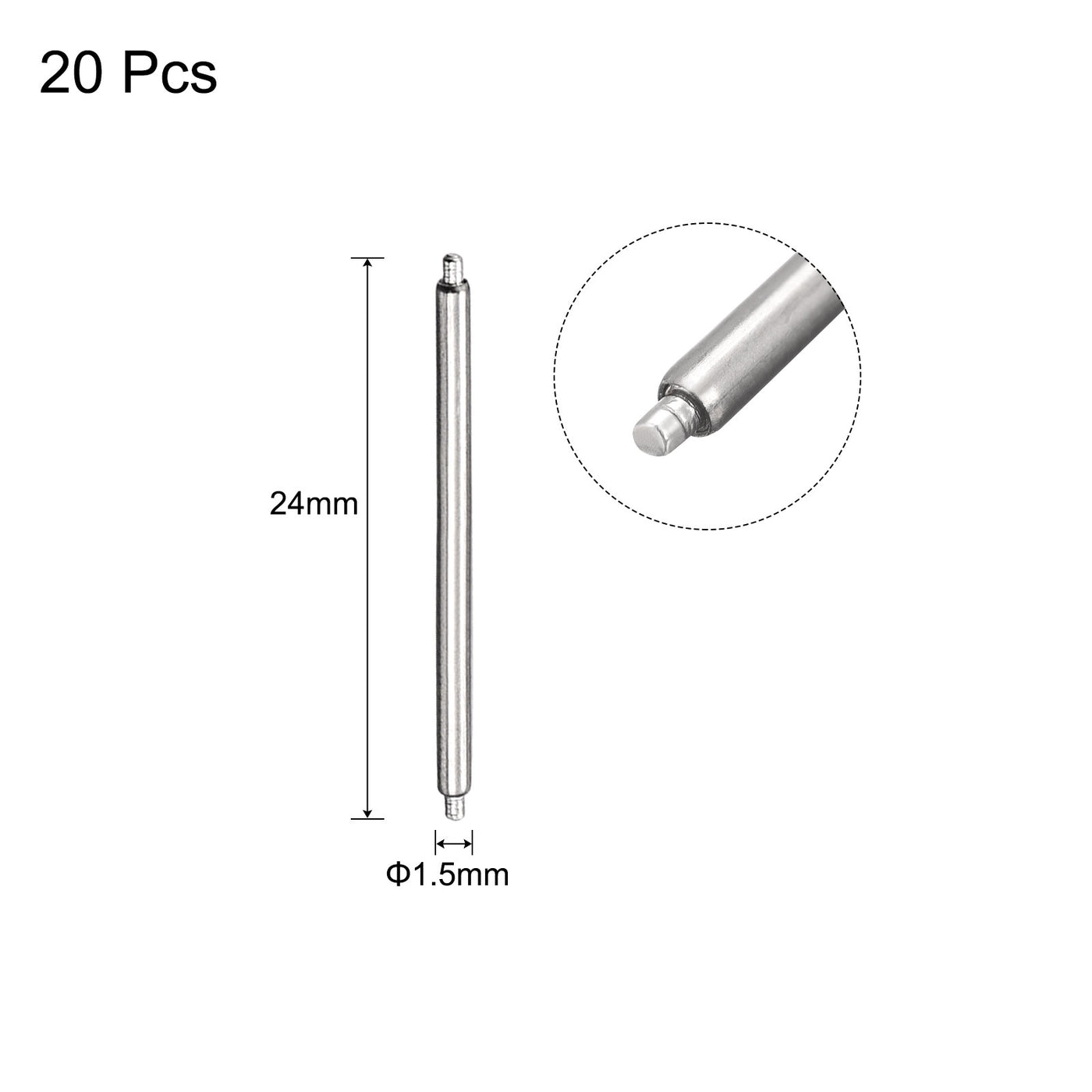 Harfington 20pcs Watch Band Pin 22mm Stainless Steel Spring Bar Pins 1.5mm Dia.