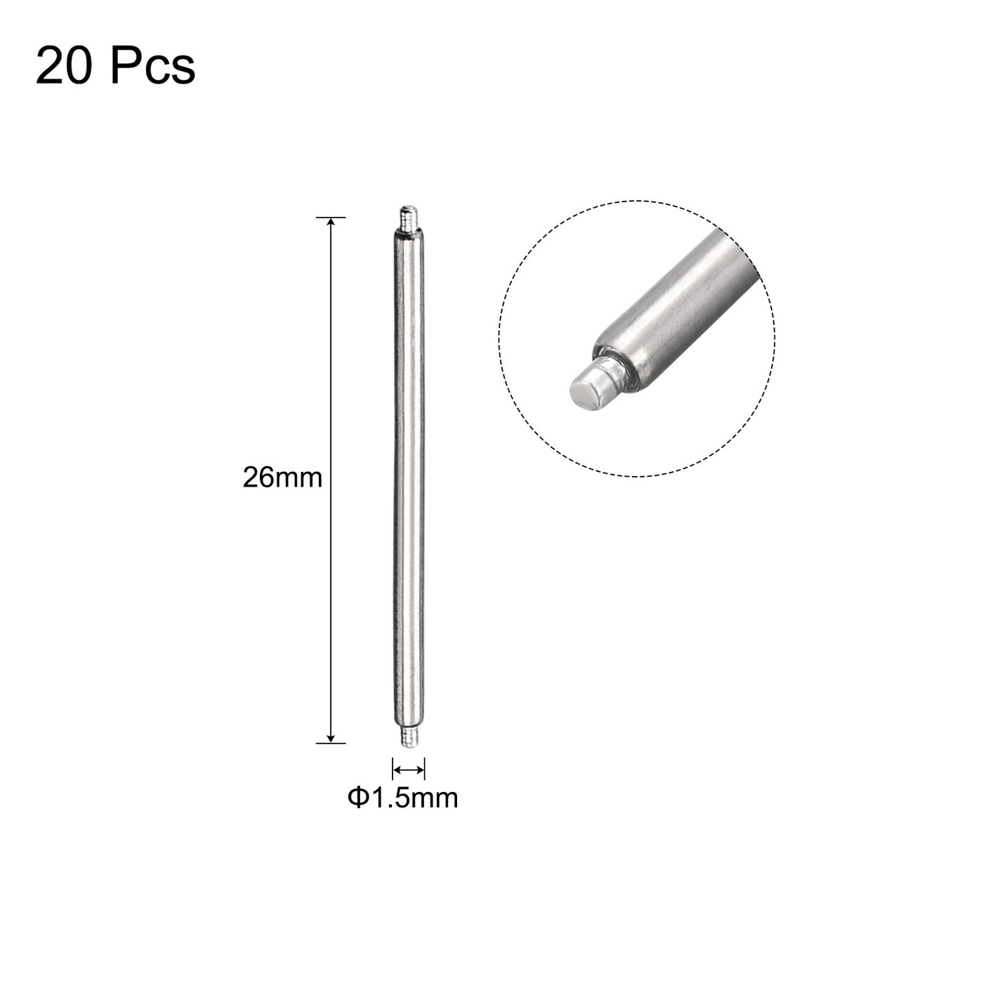 Harfington 20pcs Watch Band Pin 24mm Stainless Steel Spring Bar Pins 1.5mm Dia.