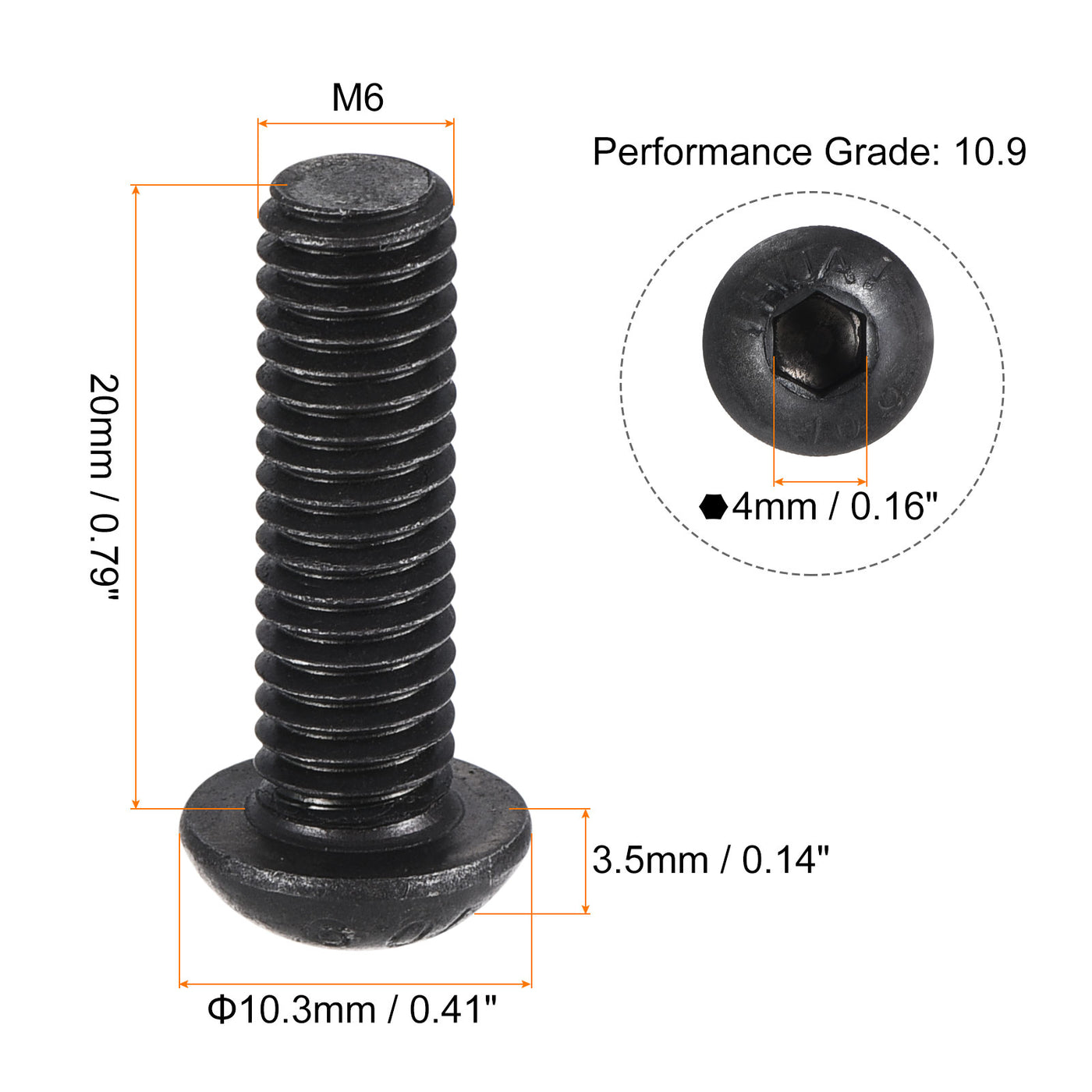 Harfington Hex Socket Button Head Screws, Alloy Steel Cap Bolt