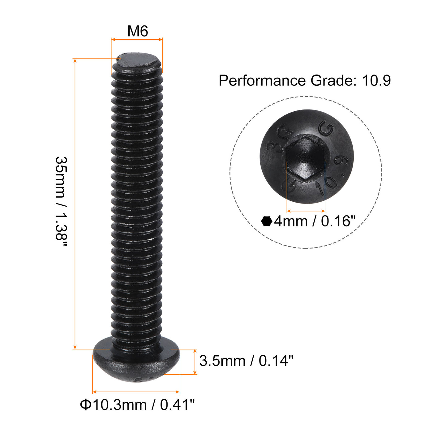 Harfington Hex Socket Button Head Cap Bolts, Alloy Steel Screws