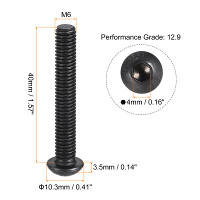 Harfington M6x40mm Hex Socket Button Head Cap Bolts Screws Alloy Steel 50pcs