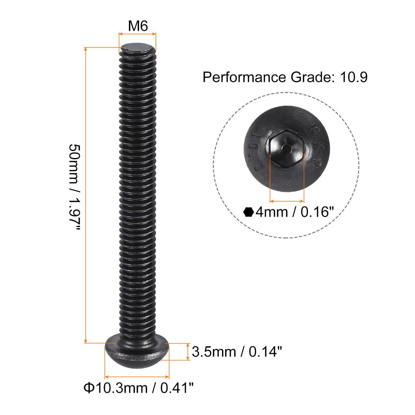 Harfington Hex Socket Button Head Cap Bolts Screws Alloy Steel