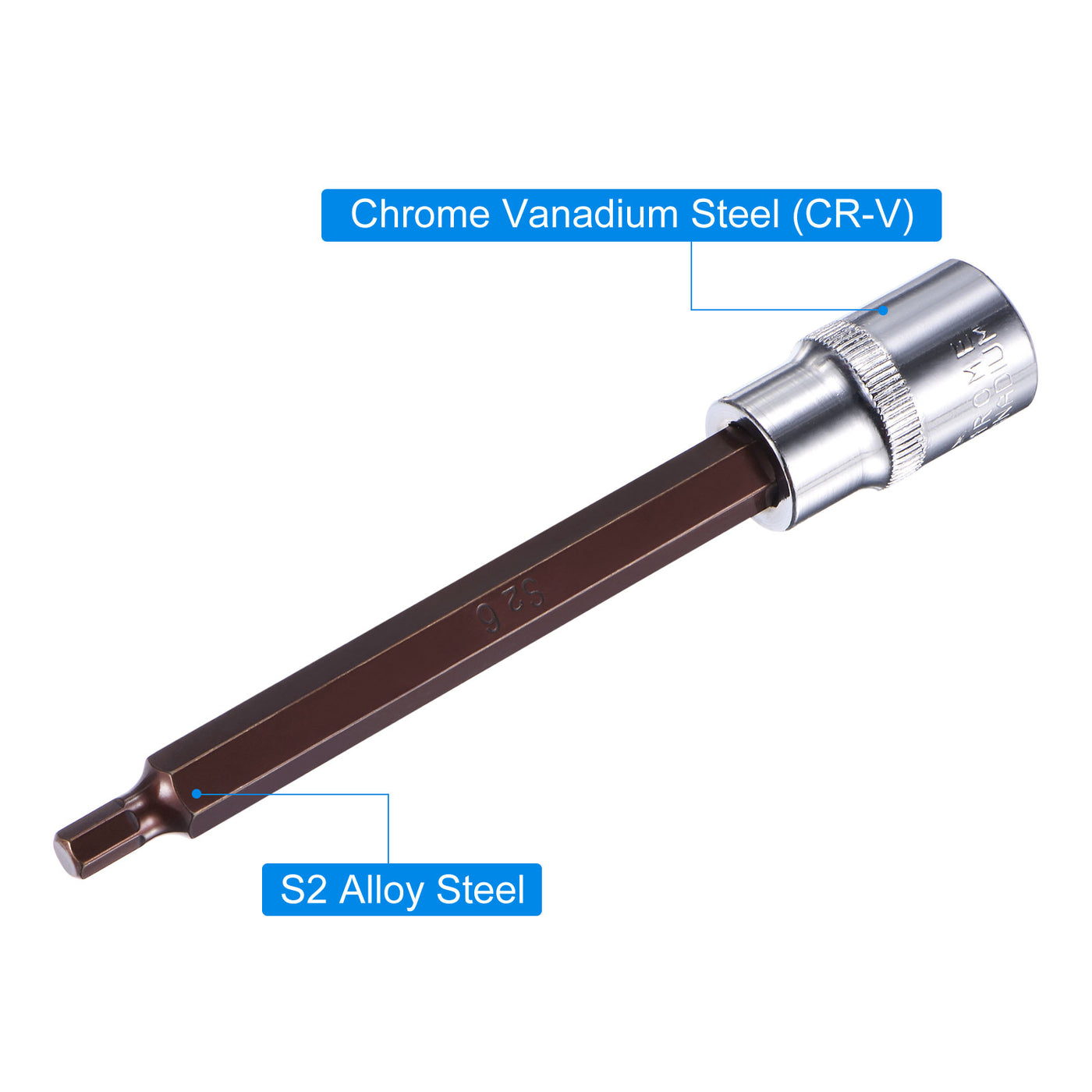 Harfington Hex Bit Socket, S2 Steel Bit, CR-V Socket