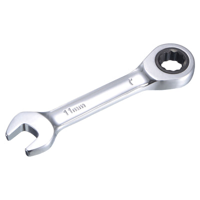 Harfington Stubby Ratcheting Combination Wrench Metric 72 Teeth Box Ended Tools, CR-V