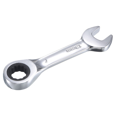 Harfington Stubby Ratcheting Combination Wrench Metric 72 Teeth Box Ended Tools, CR-V