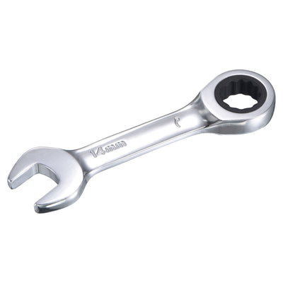 Harfington Stubby Ratcheting Combination Wrench Metric 72 Teeth Box Ended Tools, CR-V