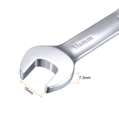 Harfington Stubby Ratcheting Combination Wrench Metric 72 Teeth Box Ended Tools, CR-V