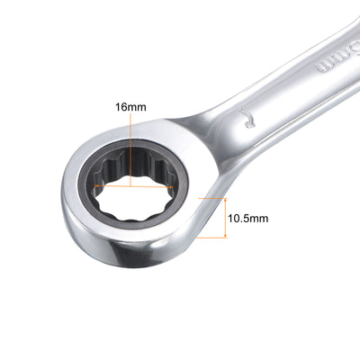 Harfington Stubby Ratcheting Combination Wrench Metric 72 Teeth Box Ended Tools, CR-V