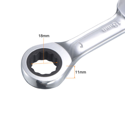 Harfington Stubby Ratcheting Combination Wrench Metric 72 Teeth Box Ended Tools, CR-V