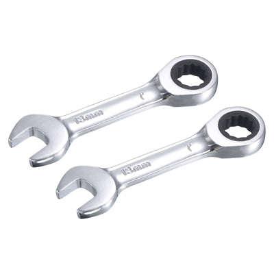Harfington Stubby Ratcheting Combination Wrench 72 Teeth Box Ended Tools, CR-V