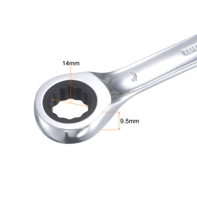 Harfington Stubby Ratcheting Combination Wrench 72 Teeth Box Ended Tools, CR-V