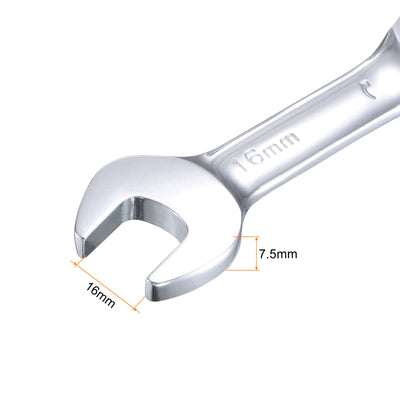 Harfington Stubby Ratcheting Combination Wrench 72 Teeth Box Ended Tools, CR-V