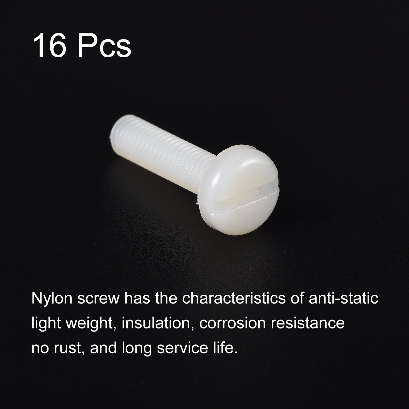 Harfington M6 x 25mm Nylon Machine Screws, Pan Head Slotted Screw Fasteners, 16pcs