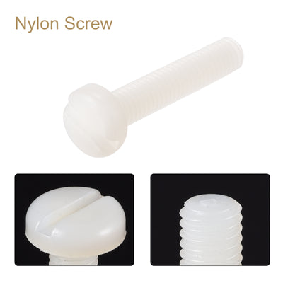 Harfington M6 x 25mm Nylon Machine Screws, Pan Head Slotted Screw Fasteners, 16pcs