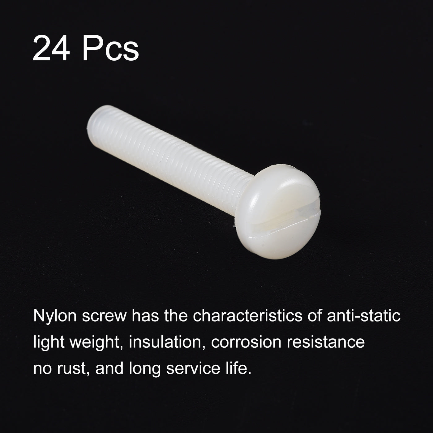 Harfington M6 x 40mm Nylon Machine Screws, Pan Head Slotted Screw Fasteners, 24pcs