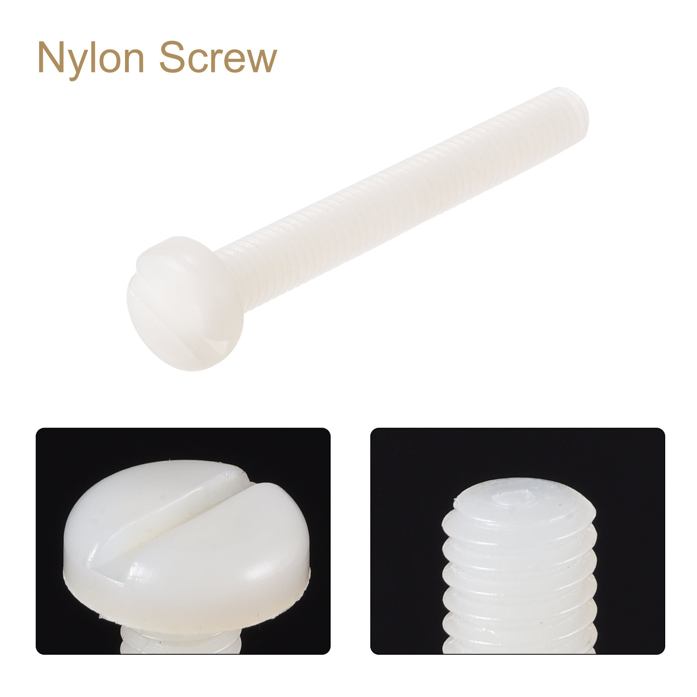 Harfington M6 x 40mm Nylon Machine Screws, Pan Head Slotted Screw Fasteners, 24pcs