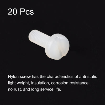 Harfington M4 x 12mm Nylon Machine Screws, Pan Head Slotted Screw Fasteners, 20pcs