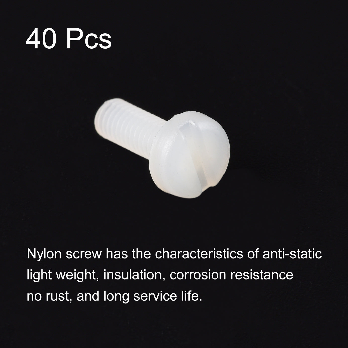 Harfington M4 x 12mm Nylon Machine Screws, Pan Head Slotted Screw Fasteners, 40pcs