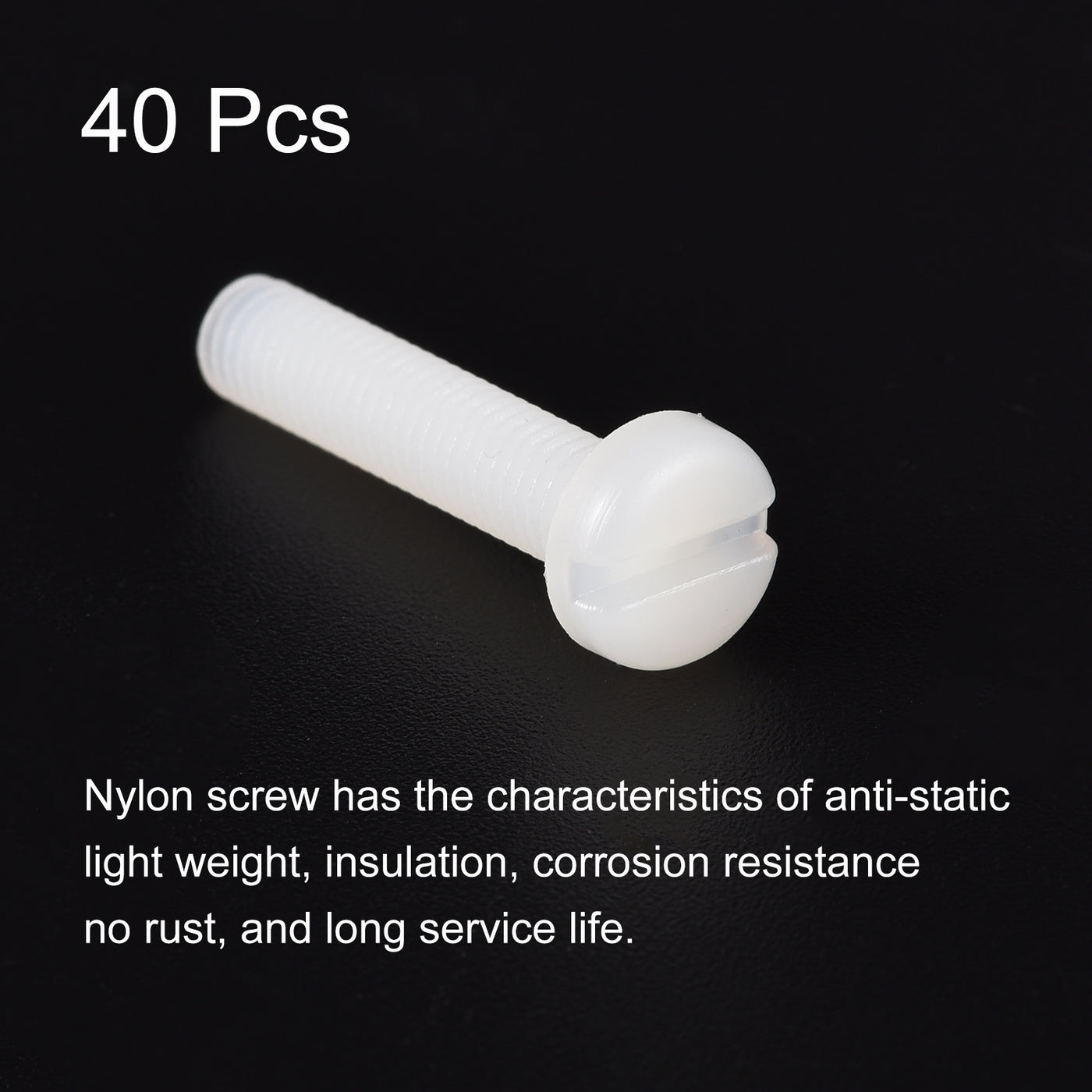 Harfington M5 x 25mm Nylon Machine Screws, Pan Head Slotted Screw Fasteners, 40pcs