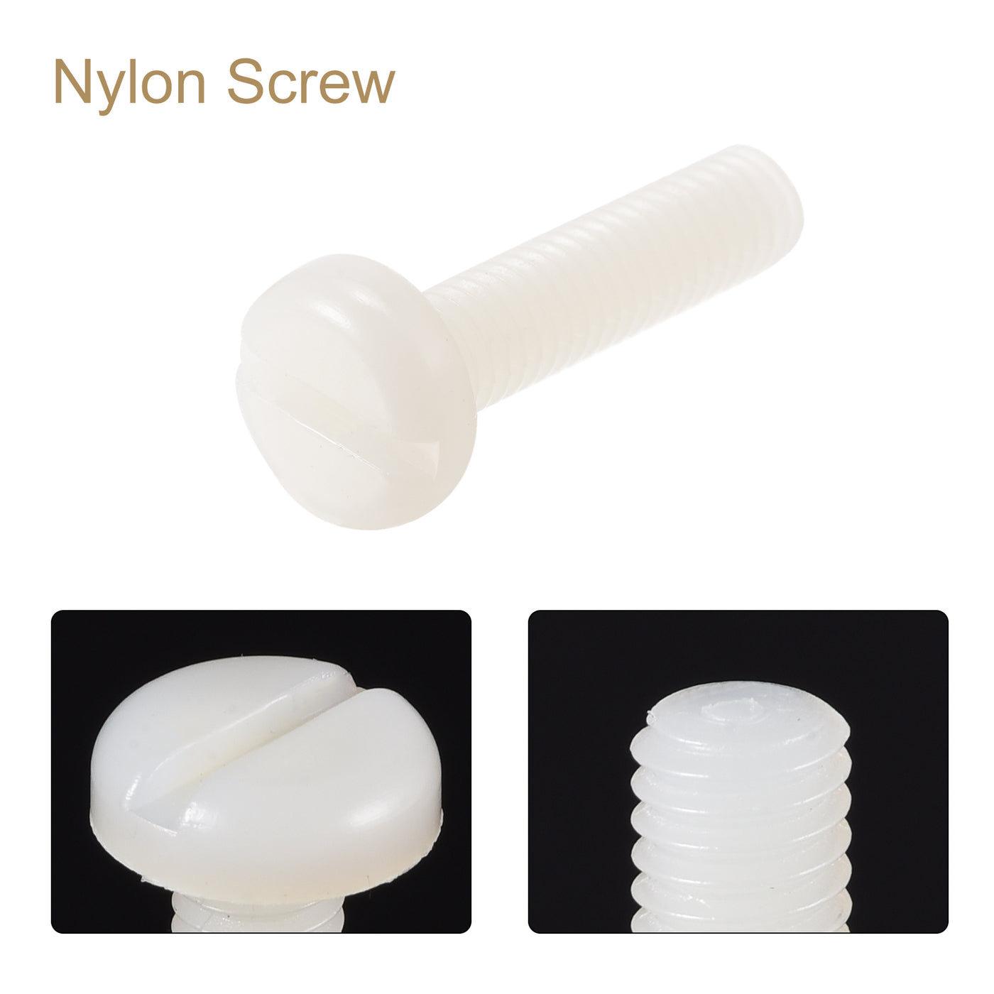 Harfington M5 x 25mm Nylon Machine Screws, Pan Head Slotted Screw Fasteners, 40pcs