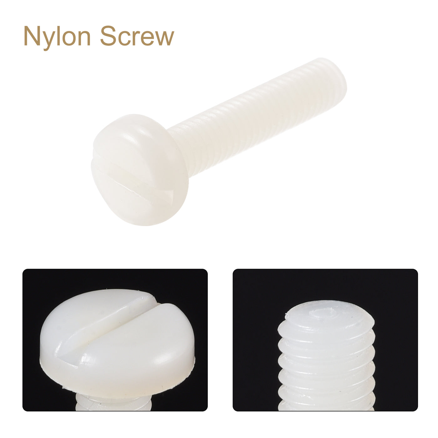 Harfington M5 x 30mm Nylon Machine Screws, Pan Head Slotted Screw Fasteners, 40pcs