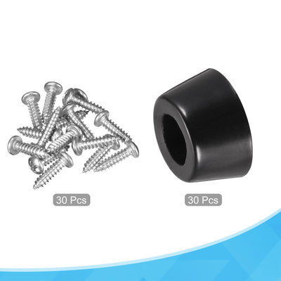 Harfington 14mm W x 8mm H Rubber Bumper Feet, Stainless Steel Screws and Washer 30pcs