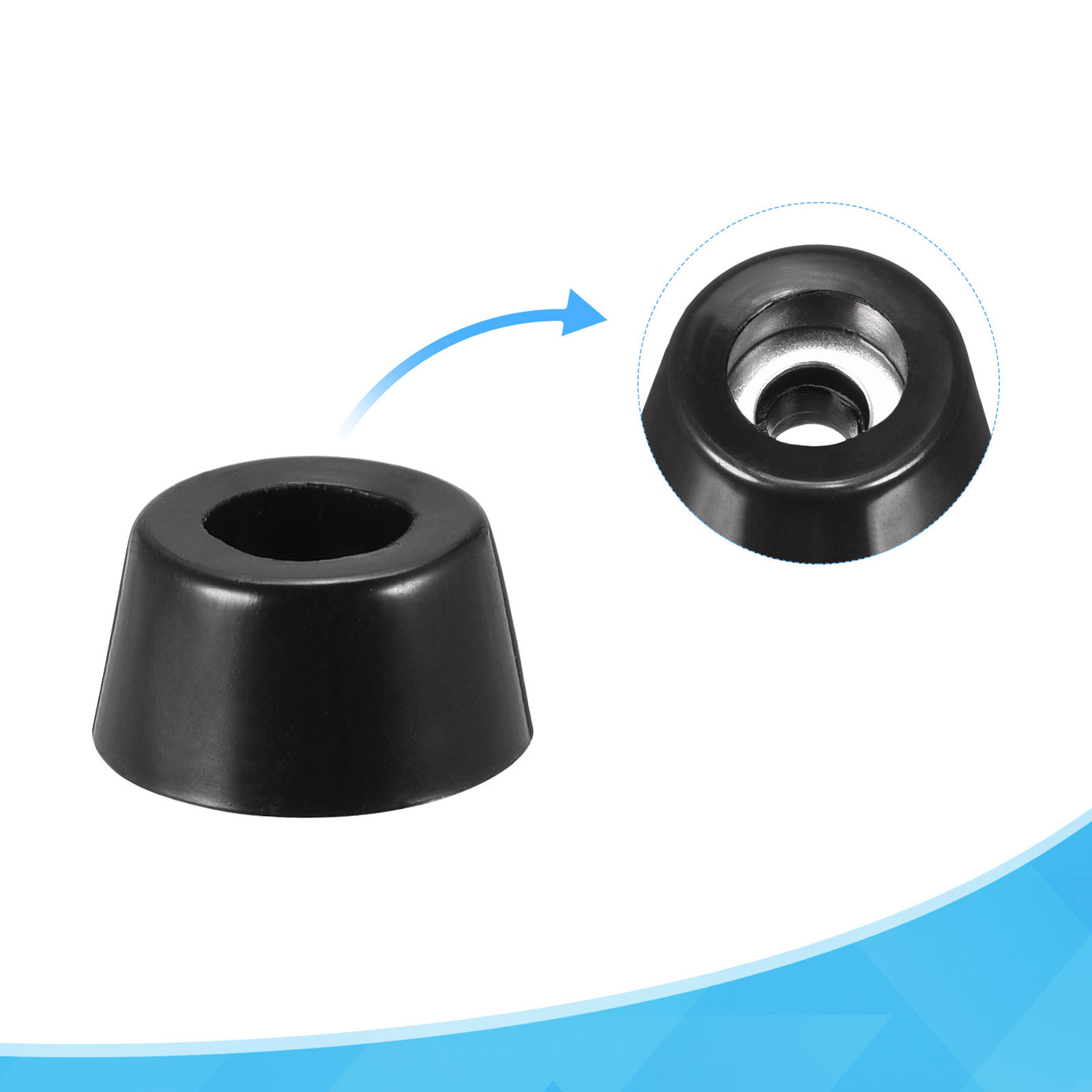 Harfington 14mm W x 8mm H Rubber Bumper Feet, Stainless Steel Screws and Washer 30pcs