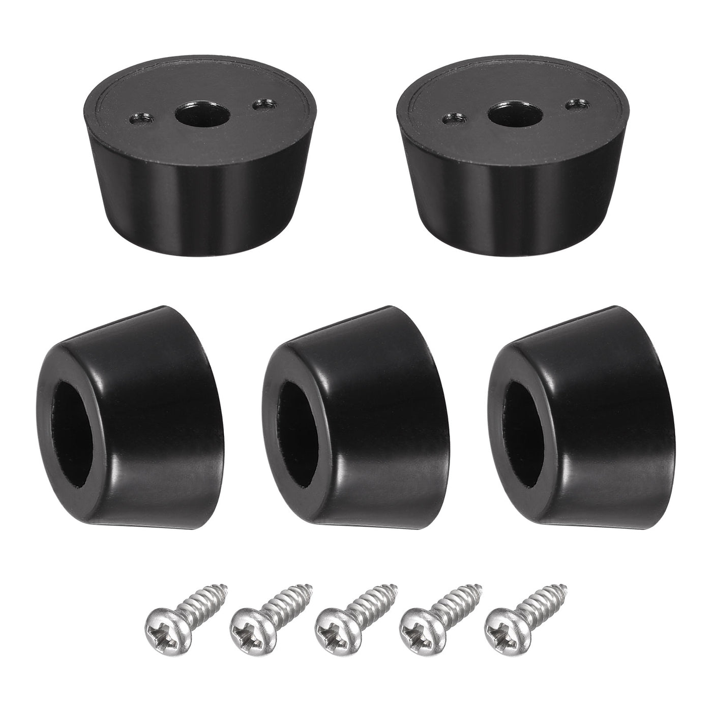 Harfington 14mm W x 8mm H Rubber Bumper Feet, Stainless Steel Screws and Washer 30pcs