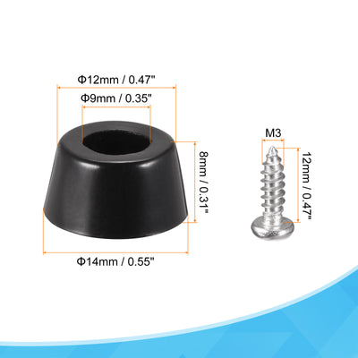 Harfington 14mm W x 8mm H Rubber Bumper Feet, Stainless Steel Screws and Washer 48pcs