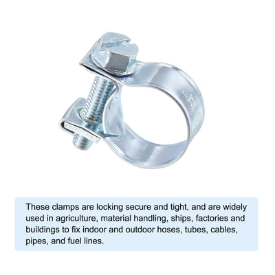 Harfington 13-15mm Mini Fuel Injection Hose Clamp Zinc Plated Steel Fuel Line Clamp 20pcs