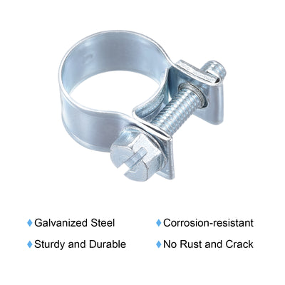 Harfington 13-15mm Mini Fuel Injection Hose Clamp Zinc Plated Steel Fuel Line Clamp 20pcs