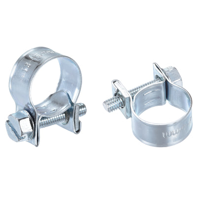 Harfington 13-15mm Mini Fuel Injection Hose Clamp Zinc Plated Steel Fuel Line Clamp 20pcs