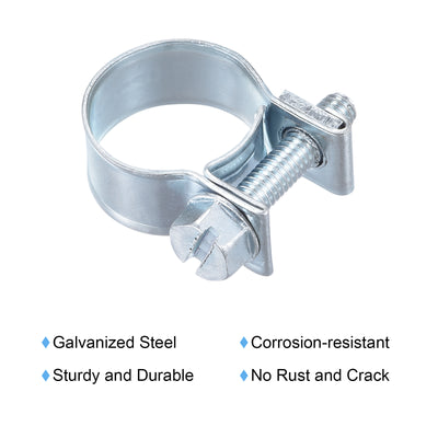 Harfington 14-16mm Mini Fuel Injection Hose Clamp Zinc Plated Steel Fuel Line Clamp 10pcs