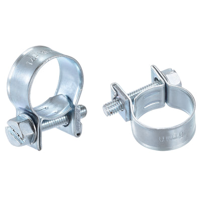 Harfington 14-16mm Mini Fuel Injection Hose Clamp Zinc Plated Steel Fuel Line Clamp 10pcs