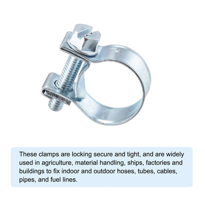 Harfington 14-16mm Mini Fuel Injection Hose Clamp Zinc Plated Steel Fuel Line Clamp 20pcs