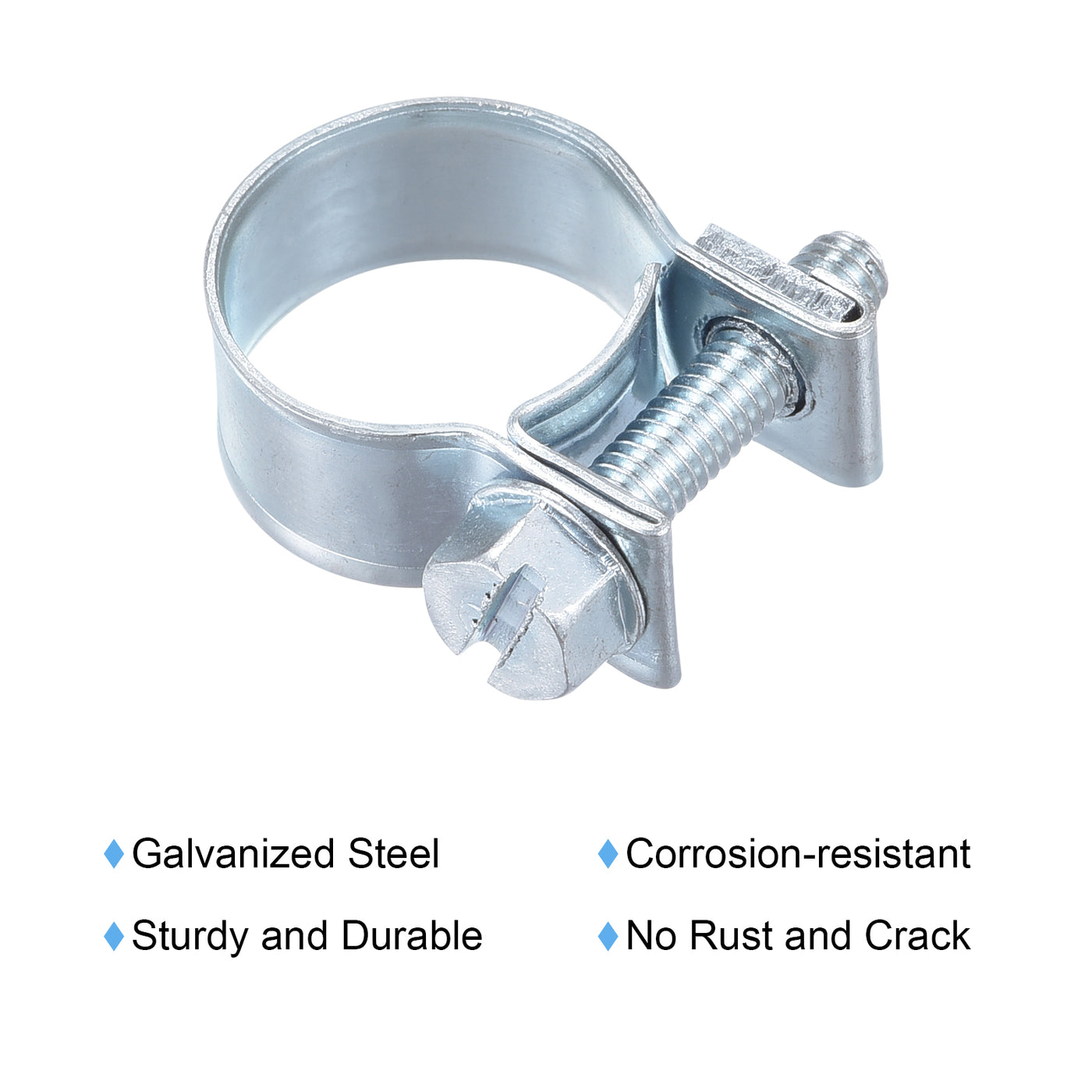 Harfington 14-16mm Mini Fuel Injection Hose Clamp Zinc Plated Steel Fuel Line Clamp 20pcs