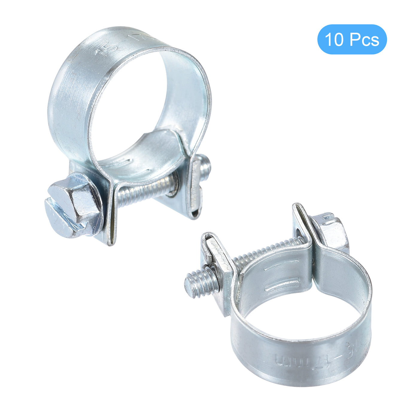 Harfington 15-17mm Mini Fuel Injection Hose Clamp Zinc Plated Steel Fuel Line Clamp 10pcs