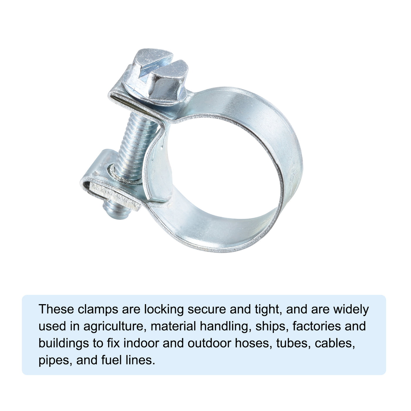 Harfington 15-17mm Mini Fuel Injection Hose Clamp Zinc Plated Steel Fuel Line Clamp 10pcs