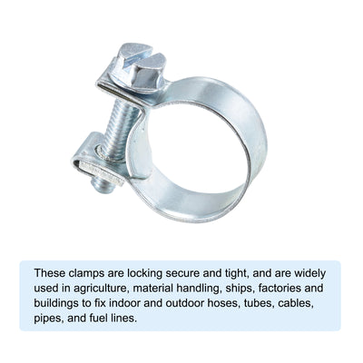 Harfington 15-17mm Mini Fuel Injection Hose Clamp Zinc Plated Steel Fuel Line Clamp 10pcs