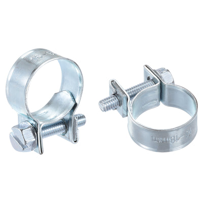 Harfington 16-18mm Mini Fuel Injection Hose Clamp Zinc Plated Steel Fuel Line Clamp 20pcs