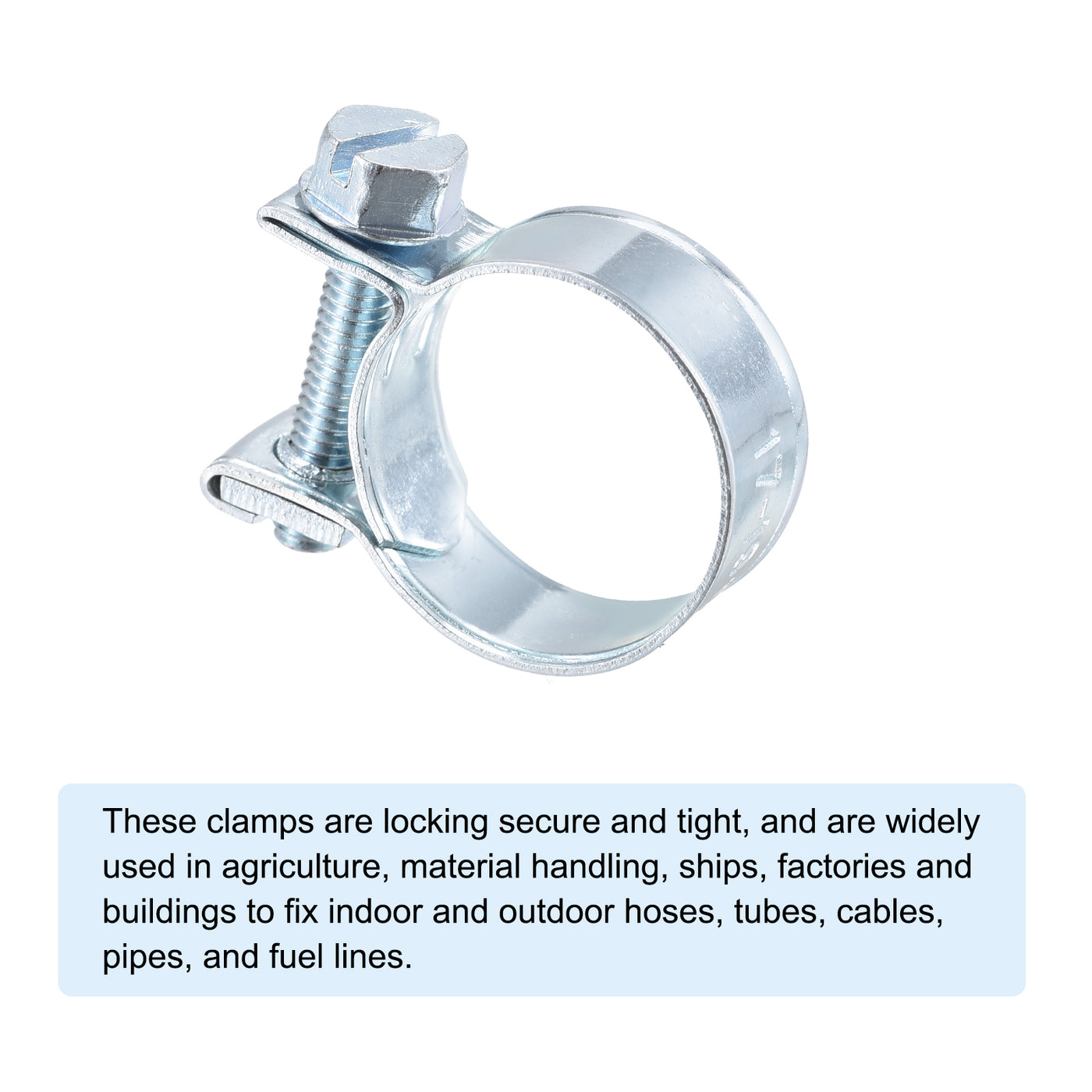 Harfington 17-19mm Mini Fuel Injection Hose Clamp Zinc Plated Steel Fuel Line Clamp 10pcs