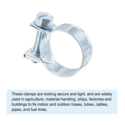 Harfington 17-19mm Mini Fuel Injection Hose Clamp Zinc Plated Steel Fuel Line Clamp 10pcs