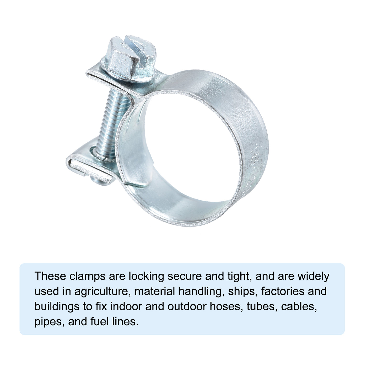 Harfington 18-20mm Mini Fuel Injection Hose Clamp Zinc Plated Steel Fuel Line Clamp 20pcs