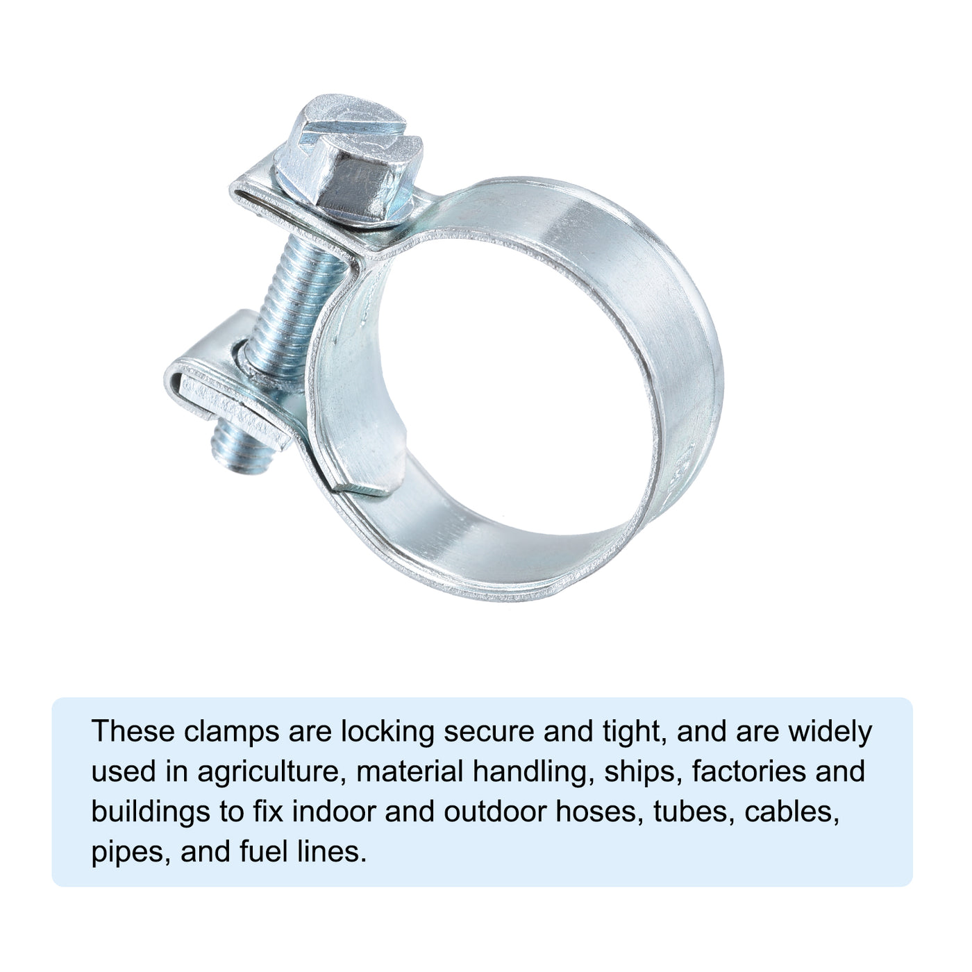 Harfington 19-21mm Mini Fuel Injection Hose Clamp Zinc Plated Steel Fuel Line Clamp 10pcs