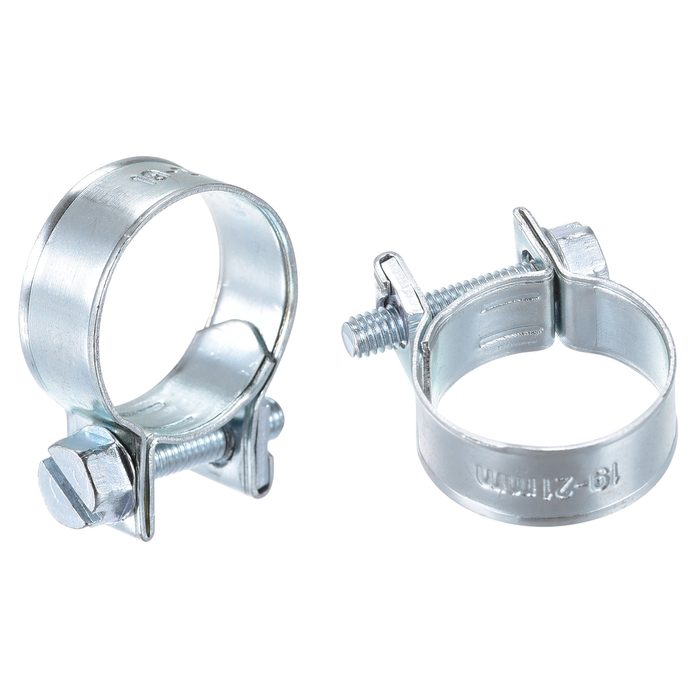 Harfington 19-21mm Mini Fuel Injection Hose Clamp Zinc Plated Steel Fuel Line Clamp 10pcs