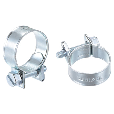 Harfington 19-21mm Mini Fuel Injection Hose Clamp Zinc Plated Steel Fuel Line Clamp 20pcs