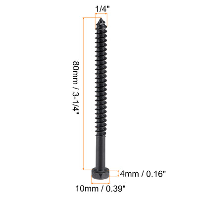 Harfington Carbon Steel Hex Lag Phillips Head Screws