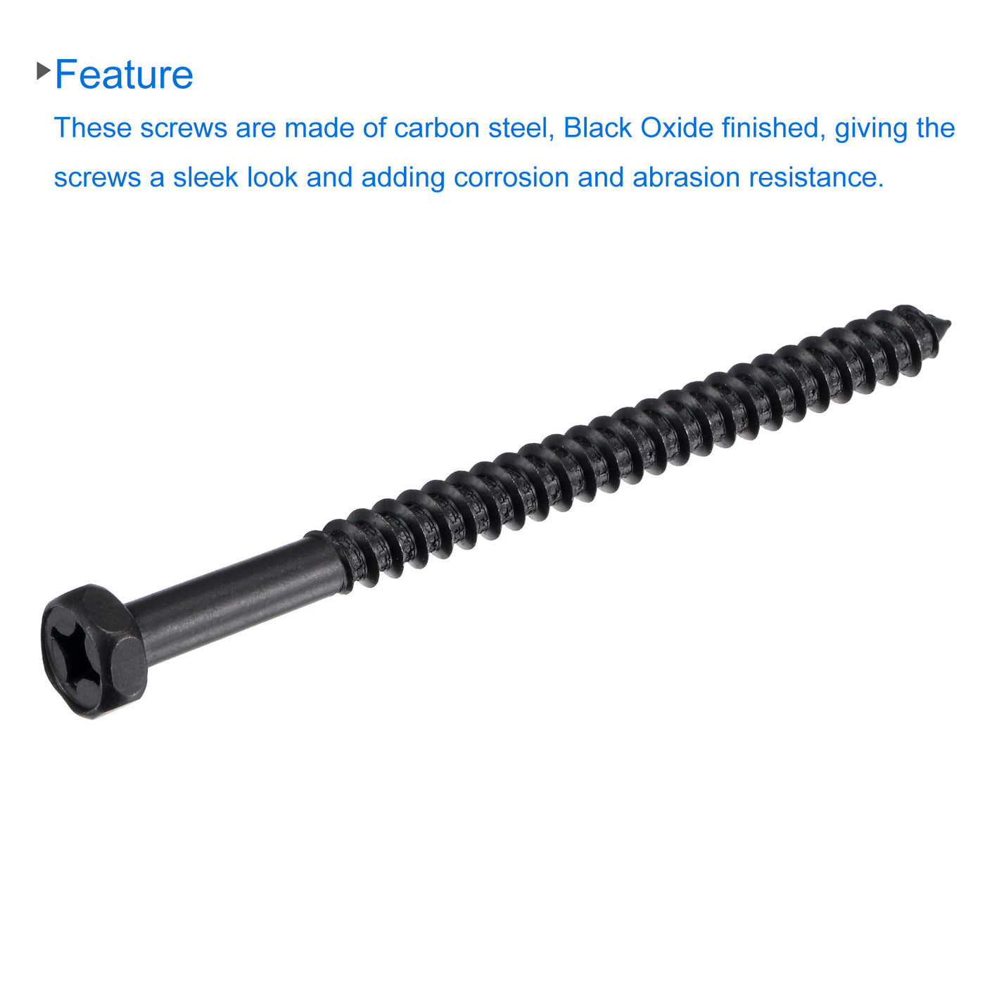 Harfington Carbon Steel Hex Lag Phillips Head Screws