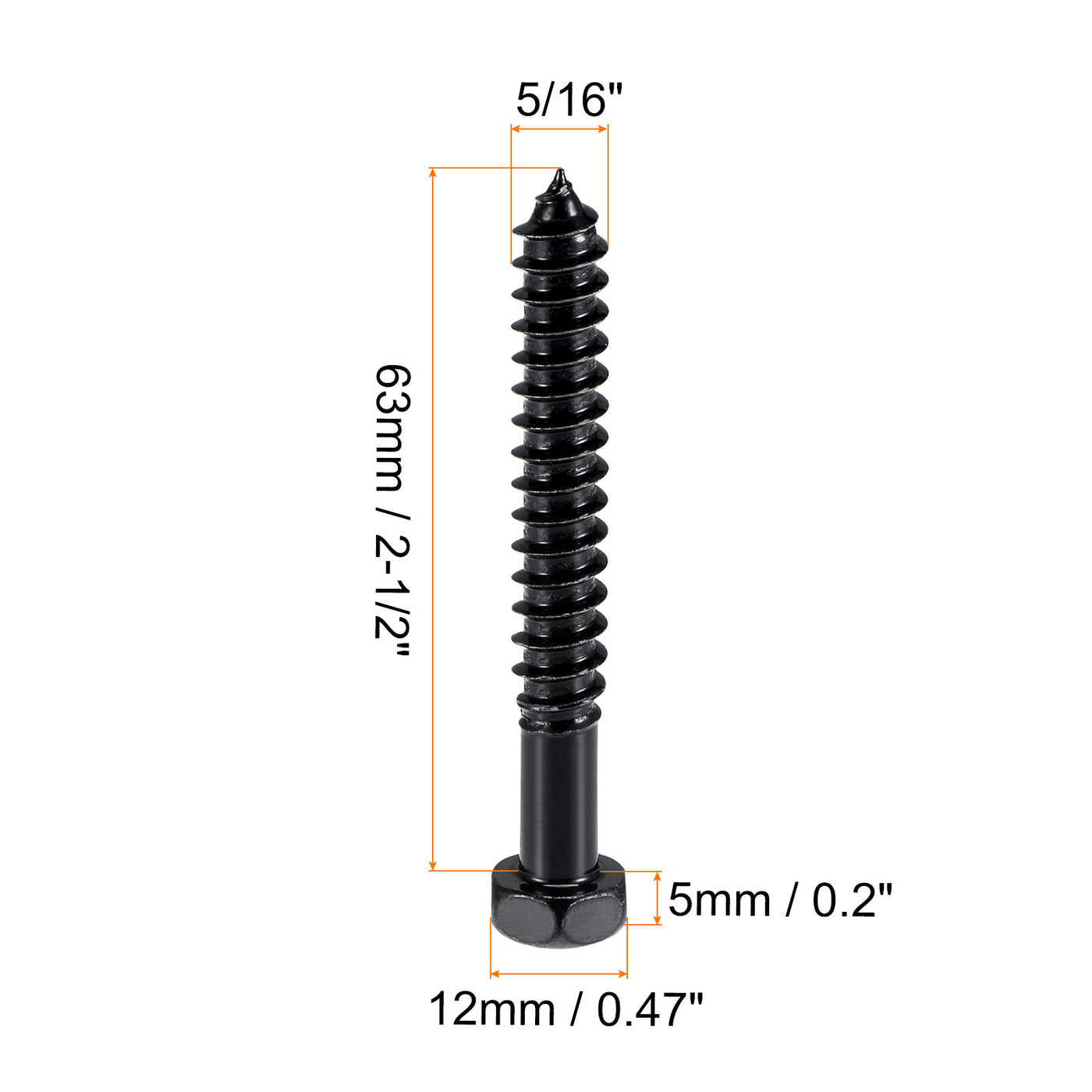 Harfington Carbon Steel Hex Lag Phillips Head Screws